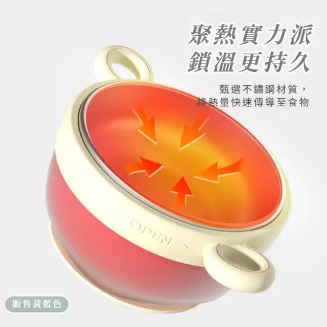 【知冷知熱】吸盤式不鏽鋼雙耳兒童碗430ML(感溫變色 防燙 輔食碗 隔熱碗 飯盒 泡麵碗 寶寶碗 學習餐具)