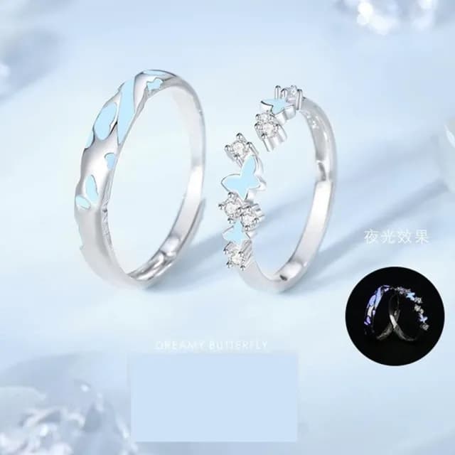 【巴黎精品】現貨+預購 頂級925純銀戒指婚戒女鑽戒開口戒情侶對戒尾戒情人節禮物(夜光蝴蝶男女飾品a1li69)