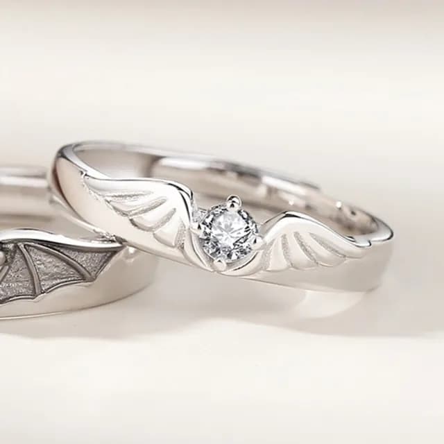 【巴黎精品】現貨+預購 頂級925純銀戒指婚戒女鑽戒開口戒情侶對戒尾戒情人節禮物(天使惡魔男女飾品a1li65)