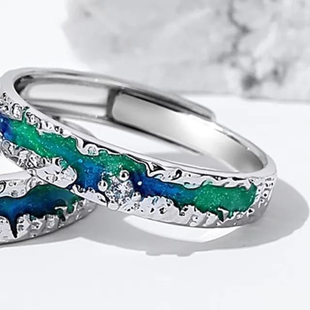 【巴黎精品】現貨+預購 頂級925純銀戒指婚戒女鑽戒開口戒情侶對戒尾戒情人節禮物(漸變極光男女飾品a1li40)