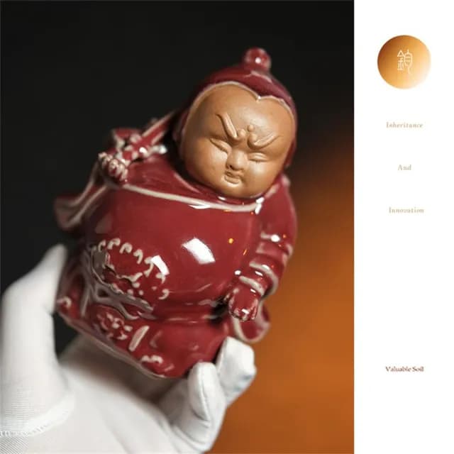 【新川】鈞瓷門神茶寵 福祿壽主題(非遺鈞瓷茶寵 開運門神造型 新春文創禮品 吉祥茶席擺件)