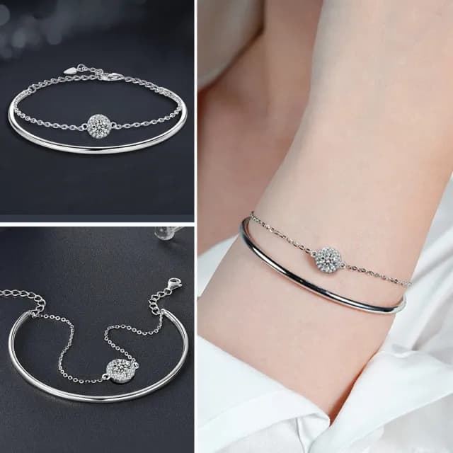 【LEESA】雙11 質感銀手鍊\閃耀高級感\ S925銀手鍊\莫桑石銀飾\質感飾品\疊戴款手鍊\50分莫桑石\精緻手鍊