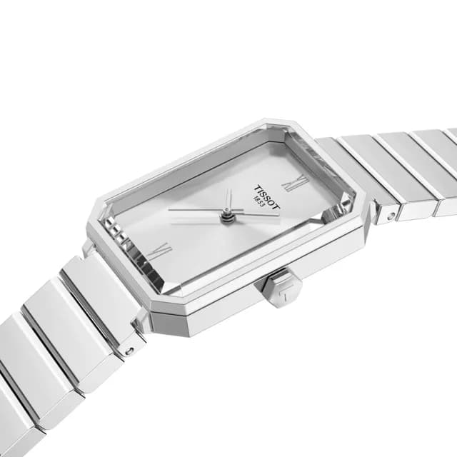 【TISSOT 天梭】SRV系列 復古經典方形石英錶-30mm/銀(T1601101103300)