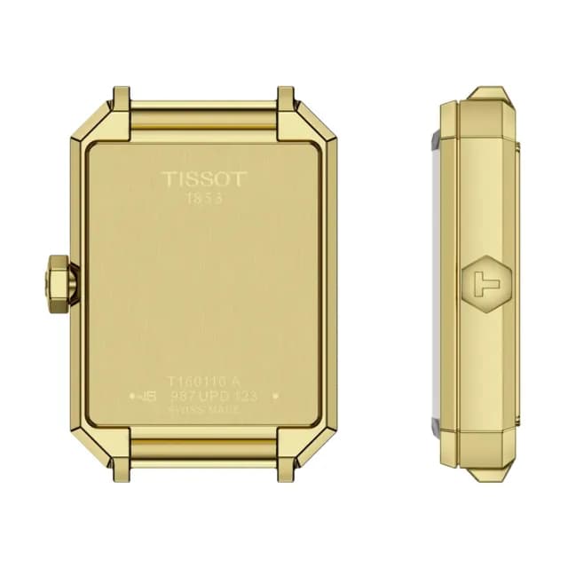 【TISSOT 天梭】SRV系列 復古經典方形珍珠貝石英錶-30mm/金(T1601103612600)