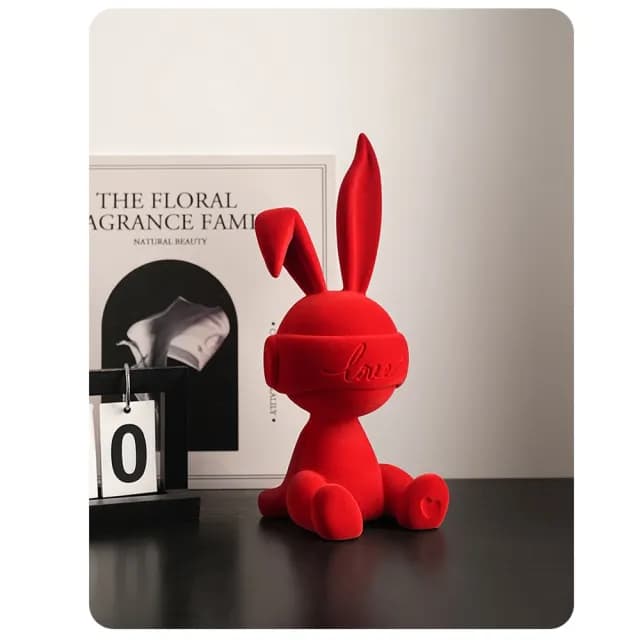【Loha 樂活家】簡約小擺件-長耳紅兔子(裝飾品 動物擺件 喬遷禮物 軟裝飾品 陳列品 客餐廳玄關櫃背景擺件)