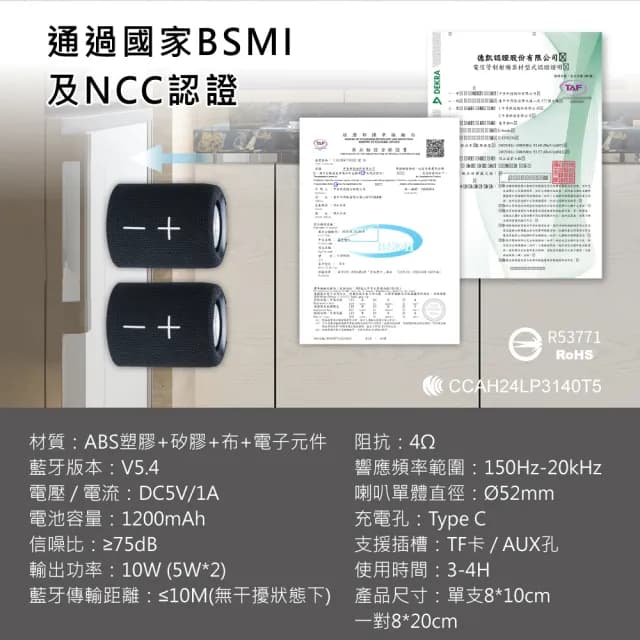 【E-books】D68 藍牙5.4 TWS雙喇叭聲道串聯磁吸音箱