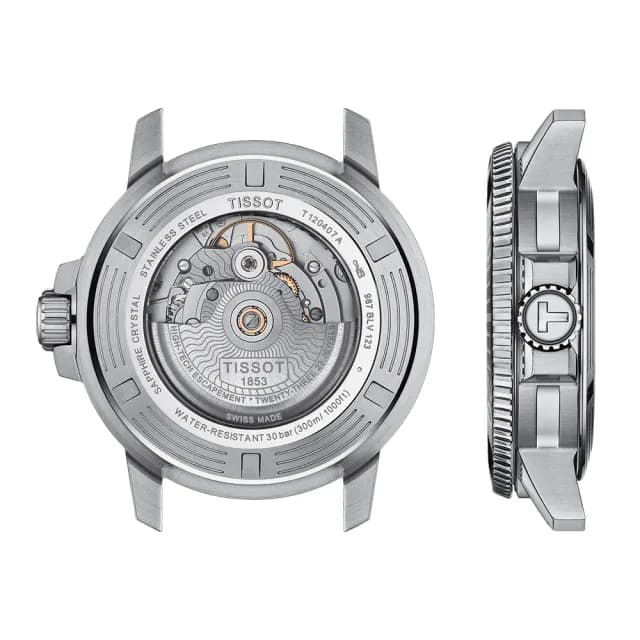 【TISSOT 天梭】Seastar 1000海星300米潛水機械錶-43mm/藍X黑(T1204071704100)