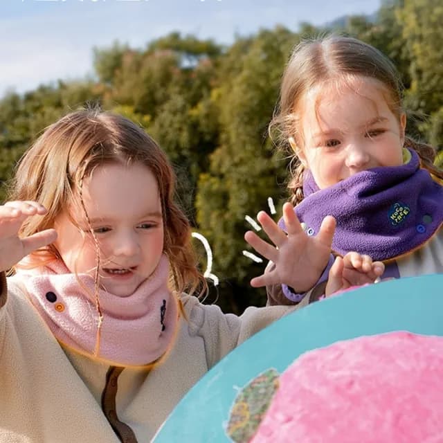 【橘魔法】撞色雙面搖粒絨按扣圍脖(圍巾 配件 保暖 寒流 滑雪 中性款 兒童 女童 男童 童裝 交換禮物)