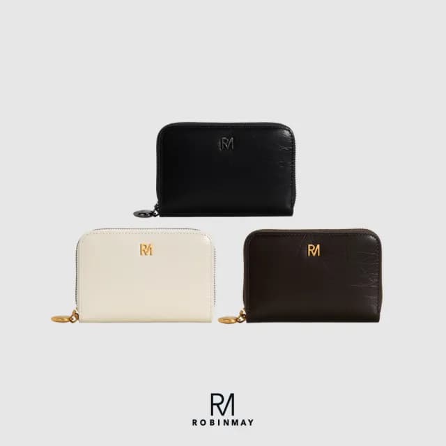 【ROBINMAY】暮菲真皮方塊零錢包 頭層皮(雙11/拉鍊封口/多色任選)