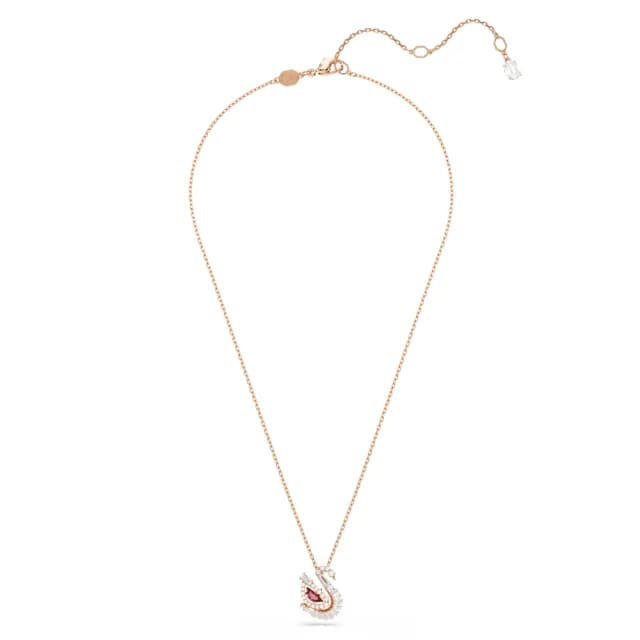 【SWAROVSKI 施華洛世奇】Dancing Swan 鏈墜 天鵝 紅色 鍍玫瑰金色(情人節禮物)