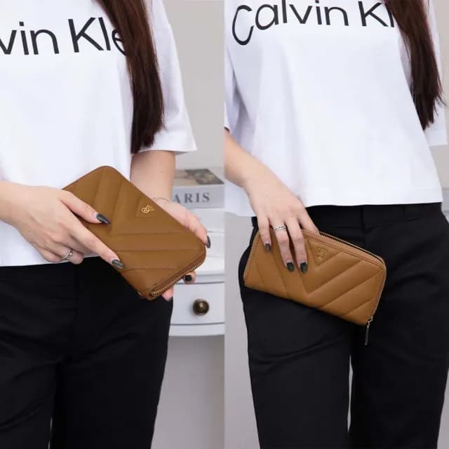 【Victoria Secret】維多利亞的秘密 長夾 VICTORIA SECRET 拉鍊皮夾 質感錢包 零錢袋(1515)