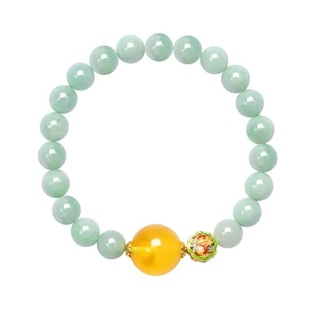 【巴黎精品】現貨+預購 翡翠手鍊玉石手串女手珠平安擋煞防小人轉運淨化招財開運(8mm蜜蠟15mm琺瑯彩a1ha50)