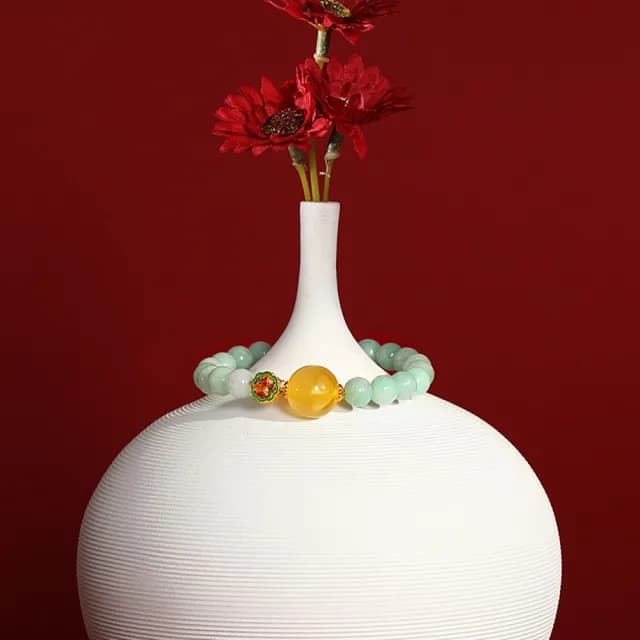 【巴黎精品】現貨+預購 翡翠手鍊玉石手串女手珠平安擋煞防小人轉運淨化招財開運(8mm蜜蠟15mm琺瑯彩a1ha50)