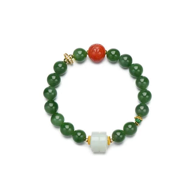 【巴黎精品】現貨+預購和闐玉手鍊玉石手串女手珠平安擋煞防小人轉運淨化招財開運(10mm南紅白玉鋯石a1ha59)