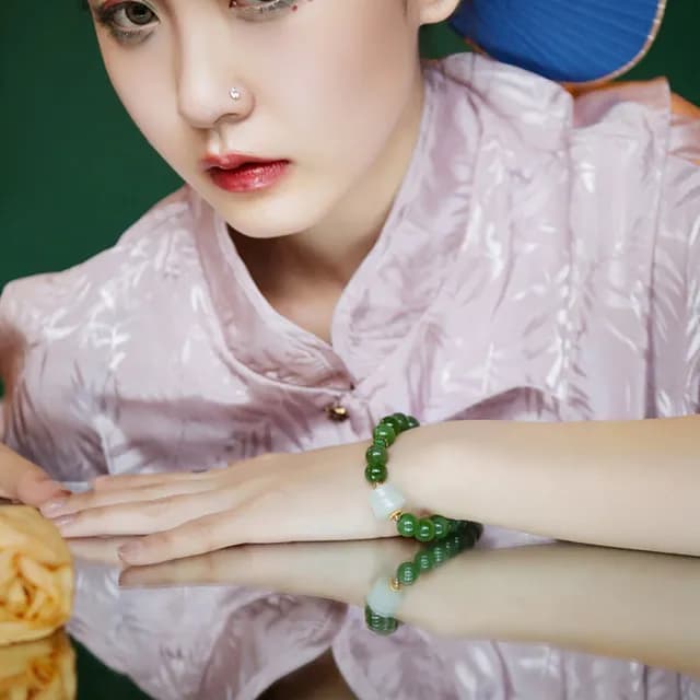 【巴黎精品】現貨+預購和闐玉手鍊玉石手串女手珠平安擋煞防小人轉運淨化招財開運(10mm南紅白玉鋯石a1ha59)