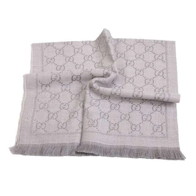 【GUCCI 古馳】GG LOGO 雙色雙面提花羊毛圍巾(多款任選)