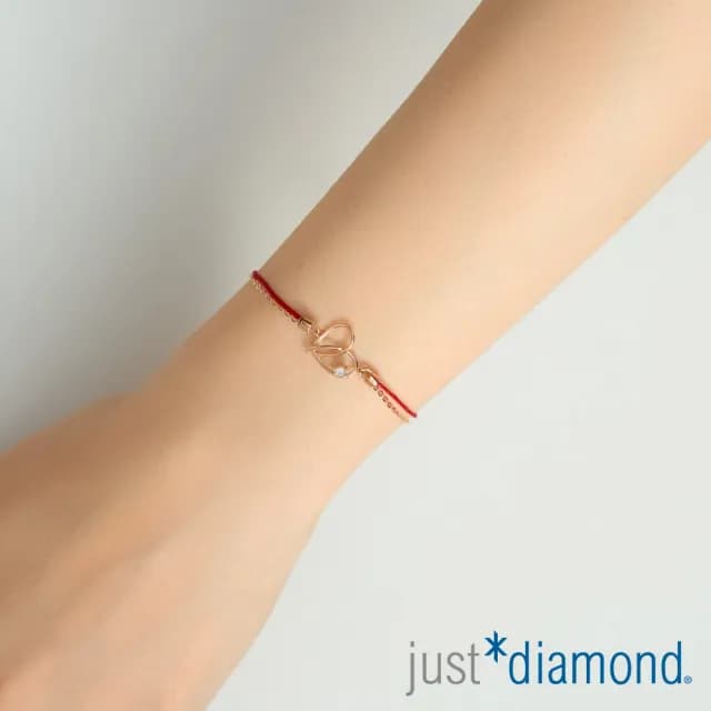 【Just Diamond】鎮金店 Rosy wishes-交織心 鑽石手鍊
