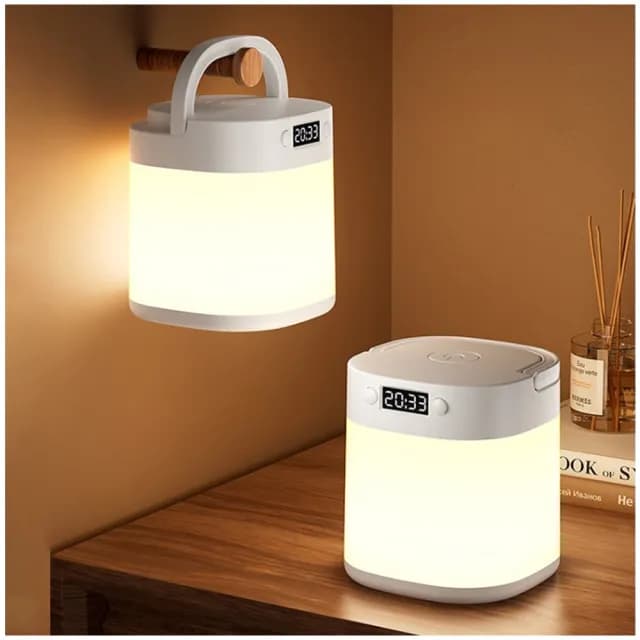 【Kyhome】智能時鐘手提小夜燈 護眼床頭燈 無線遙控 起夜餵奶燈 戶外露營燈 臥室氛圍燈 交換禮物