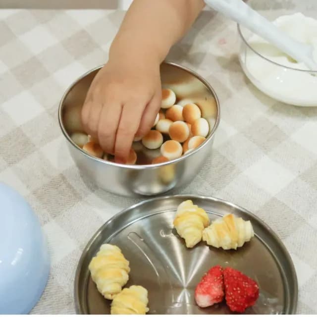 【Moek X Jesper】不鏽鋼/矽膠碗蓋(餐碗 三色碗 學習餐具 兒童餐具)