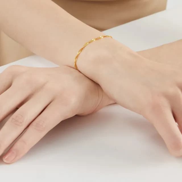 【點睛品】波浪水紋 黃金手鍊_計價黃金