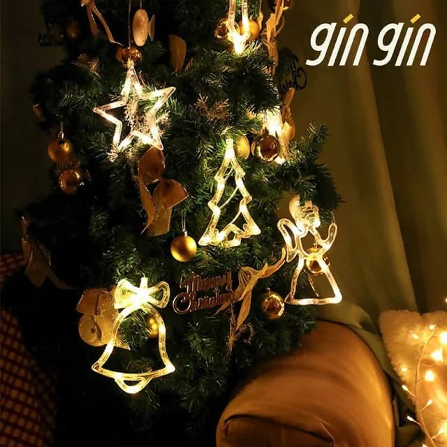 【gin gin】LED 聖誕裝飾吸盤燈 2入組(造型燈 聖誕布置 聖誕燈 聖誕禮物 聖誕配件 聖誕節裝飾)