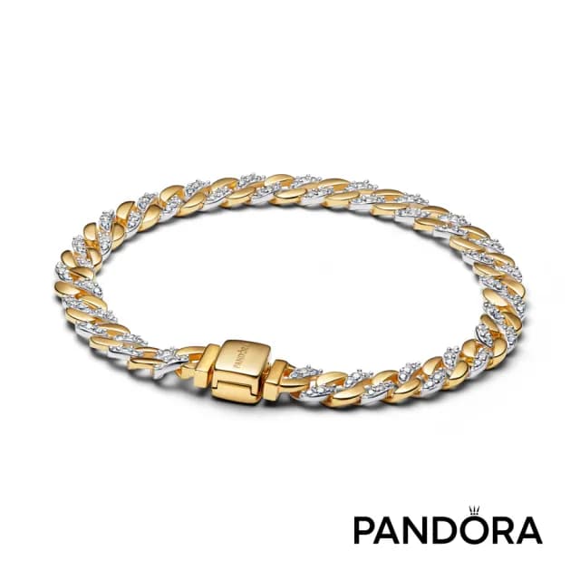 【Pandora 官方直營】雙色密鑲古巴鏈手鏈
