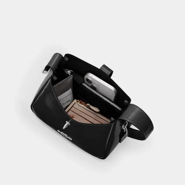 【COACH】蔻馳官方直營 HADLEY迷你斜背手袋 斜背包 側背包 斜挎包-SV/黑色(CCE15)