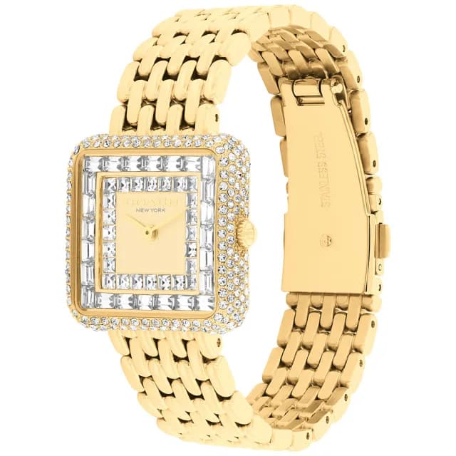 【COACH】Cass 復古方型輕奢晶鑽女錶 手錶-金/28mm 禮物 送禮 推薦(CO14504576)