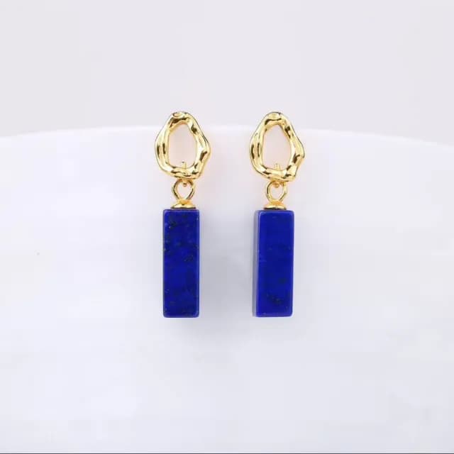 【勝弘珠寶】青金石四方柱耳飾-4.5*13mm(青金石耳環.耳針)