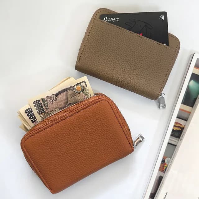 【gin gin】雙11 RFID防盜刷 日幣分隔零錢包(牛皮零錢包 防盜刷卡包 日幣零錢包 日本分格分類 皮夾)