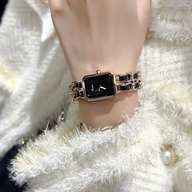 【MoonDy】雙11 手錶 女生手錶 指針手錶 石英錶 小香風手錶 方形手錶 小方錶 腕錶 石英腕錶 皮革手錶