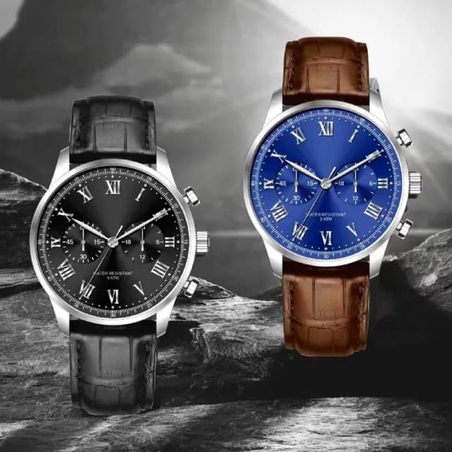 【LEEHER】雙11 防水手錶/石英錶/指針手錶/男生手錶/圓形手錶/商務手錶/配飾/配件/牛皮腕錶/飾品/手錶/腕錶