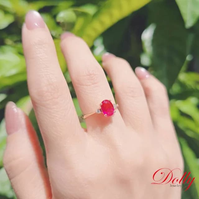 【DOLLY】18K金 緬甸紅寶石鑽石戒指-013(母親節 長輩送禮 交換禮物首選)