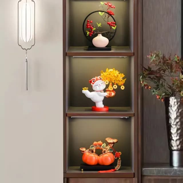 【巨匠】擺件 發財樹招財貓擺件 酒櫃電視櫃開業禮物 店鋪收銀臺擺件 客廳喬遷新居禮品(發財樹招財貓)