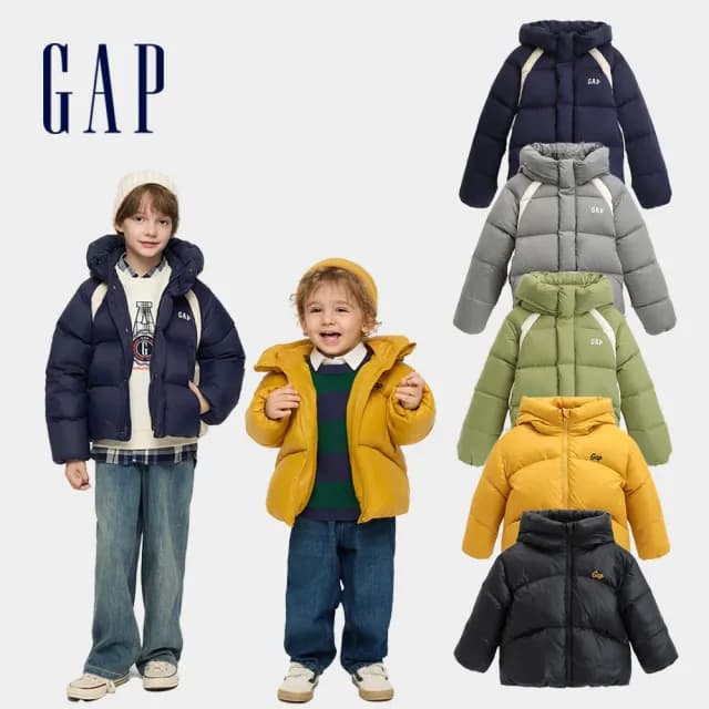 【GAP】男幼童裝 Logo印花/造型連帽羽絨外套-多款任選(805269&824321)