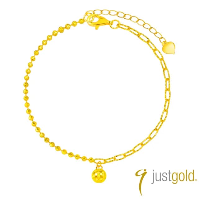 【Just Gold 鎮金店】雙鍊金球 黃金手鍊(網路限定)