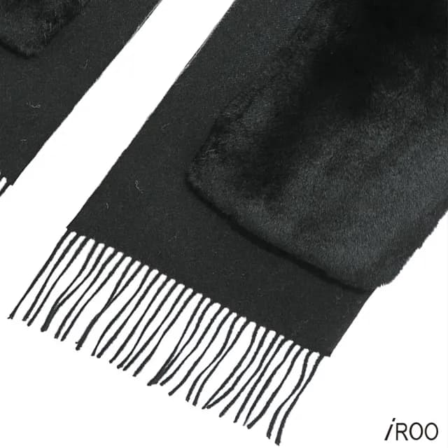 【iROO】100%羊毛拼接口袋圍巾