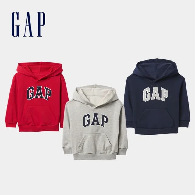 【GAP】男幼童裝 Logo刺繡帽T-多色任選(744326)