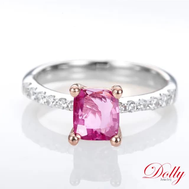 【DOLLY】1.50克拉 無燒斯里蘭卡蓮花藍寶石18K金鑽石戒指-019(母親節 長輩送禮 交換禮物首選)