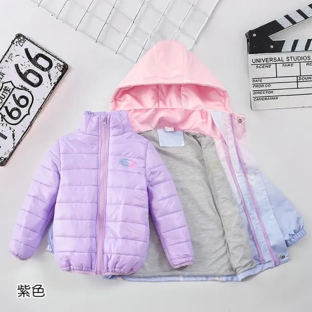 【橘魔法】大童 漸層女孩長袖風衣鋪棉外套(2件式可拆 厚外套 衝鋒衣 長袖外套 連帽外套 女童 兒童 童裝)