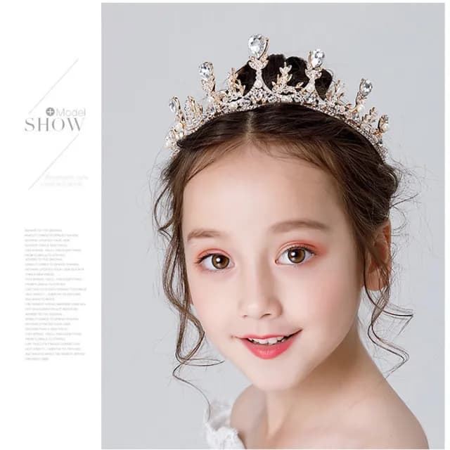 【橘魔法】金色水鑽 華麗水鑽皇冠頭飾(髮飾 頭飾 生日 表演 皇冠 髮夾 花童 禮服 畢業典禮 婚禮)