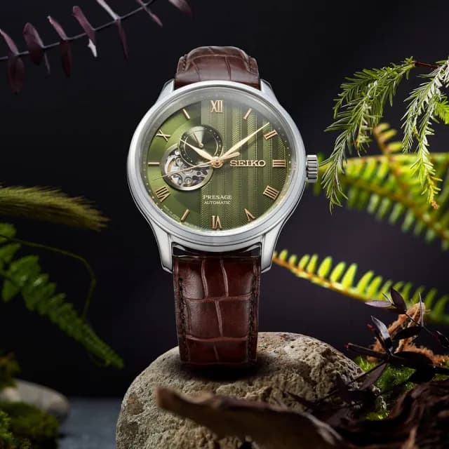 【SEIKO 精工】PRESAGE 紳士時尚開芯機械錶-41.8mm/落雨松限定款 禮物(4R39-00W0J/SRPL97J1)