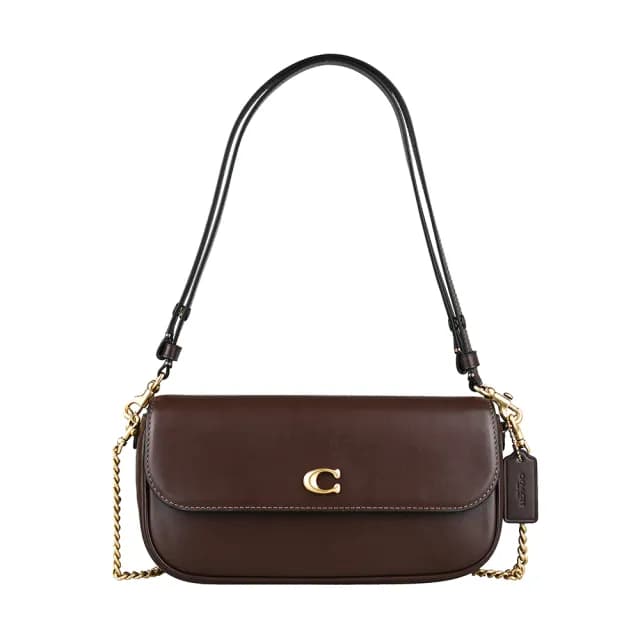 【COACH】COACH BROOK 翻蓋斜背手袋/肩背手提鏈條包(小/楓葉褐)