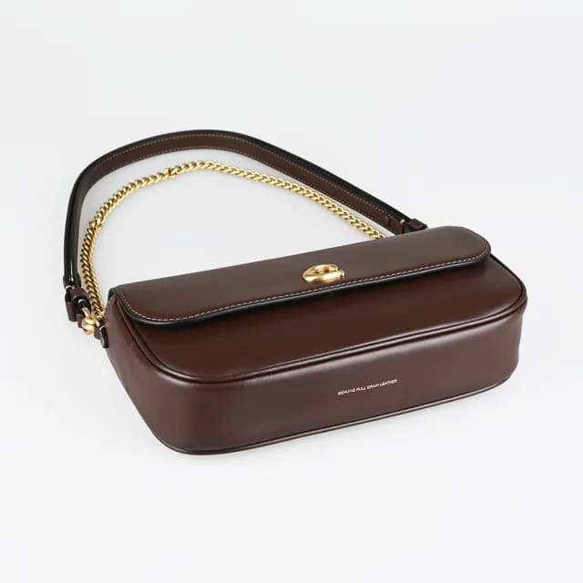 【COACH】COACH BROOK 翻蓋斜背手袋/肩背手提鏈條包(小/楓葉褐)