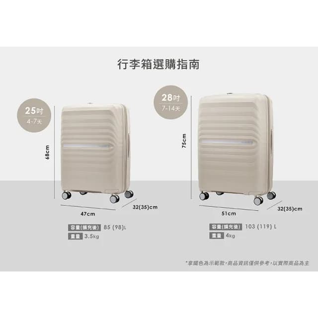 【Samsonite 新秀麗】28吋 OCTOLITE NEO 可擴充大容量防盜拉鍊輕量PP耐衝擊行李箱/水漾箱/旅行箱(多色可選)