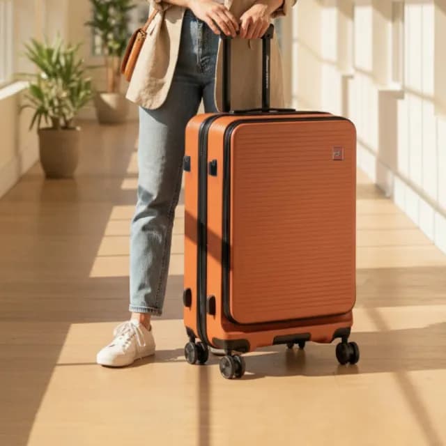 【American Explorer 美國探險家】24吋 前開式 上掀式 可加大 PC箱 行李箱 雙層防盜拉鍊 CF62 旅行箱