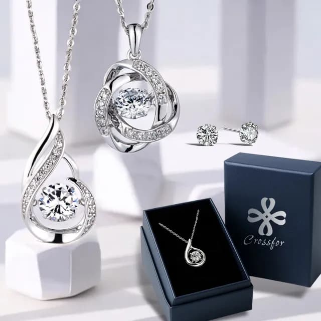 【CROSSFOR】多款選 日本正版925純銀Dancing Stone懸浮閃動項鍊(精美盒裝 情人節生日 送禮)