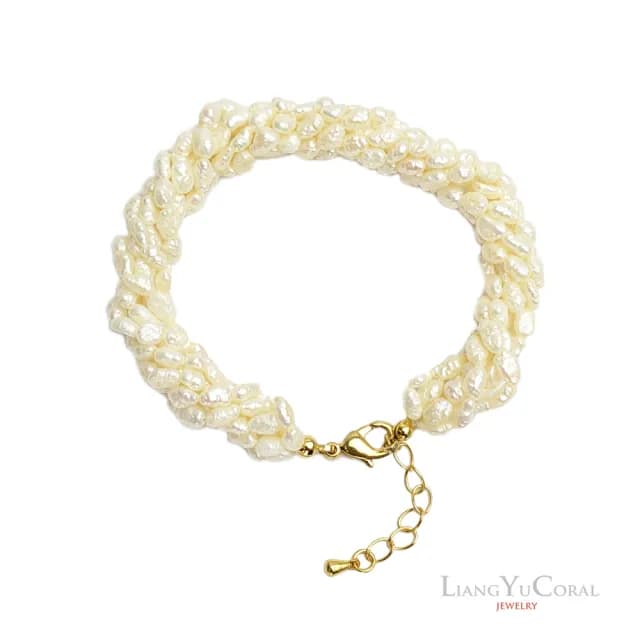 【大東山樑御珊瑚】天然珍珠米粒形5打轉手鍊(手圍選擇)