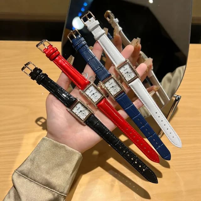 【MoonDy】雙11 手錶 腕錶 女生手錶 皮帶手錶 鑲鑽手錶 方型手錶 氣質腕錶 小方錶 石英手錶 皮革手錶