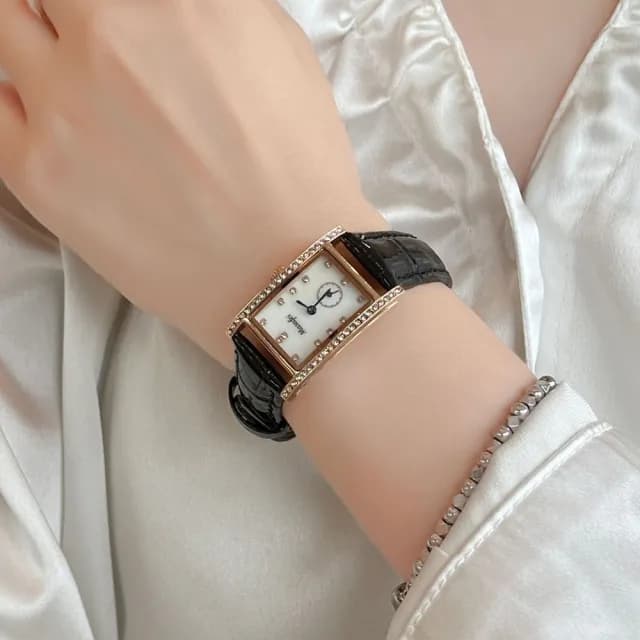 【MoonDy】雙11 手錶 腕錶 女生手錶 皮帶手錶 鑲鑽手錶 方型手錶 氣質腕錶 小方錶 石英手錶 皮革手錶